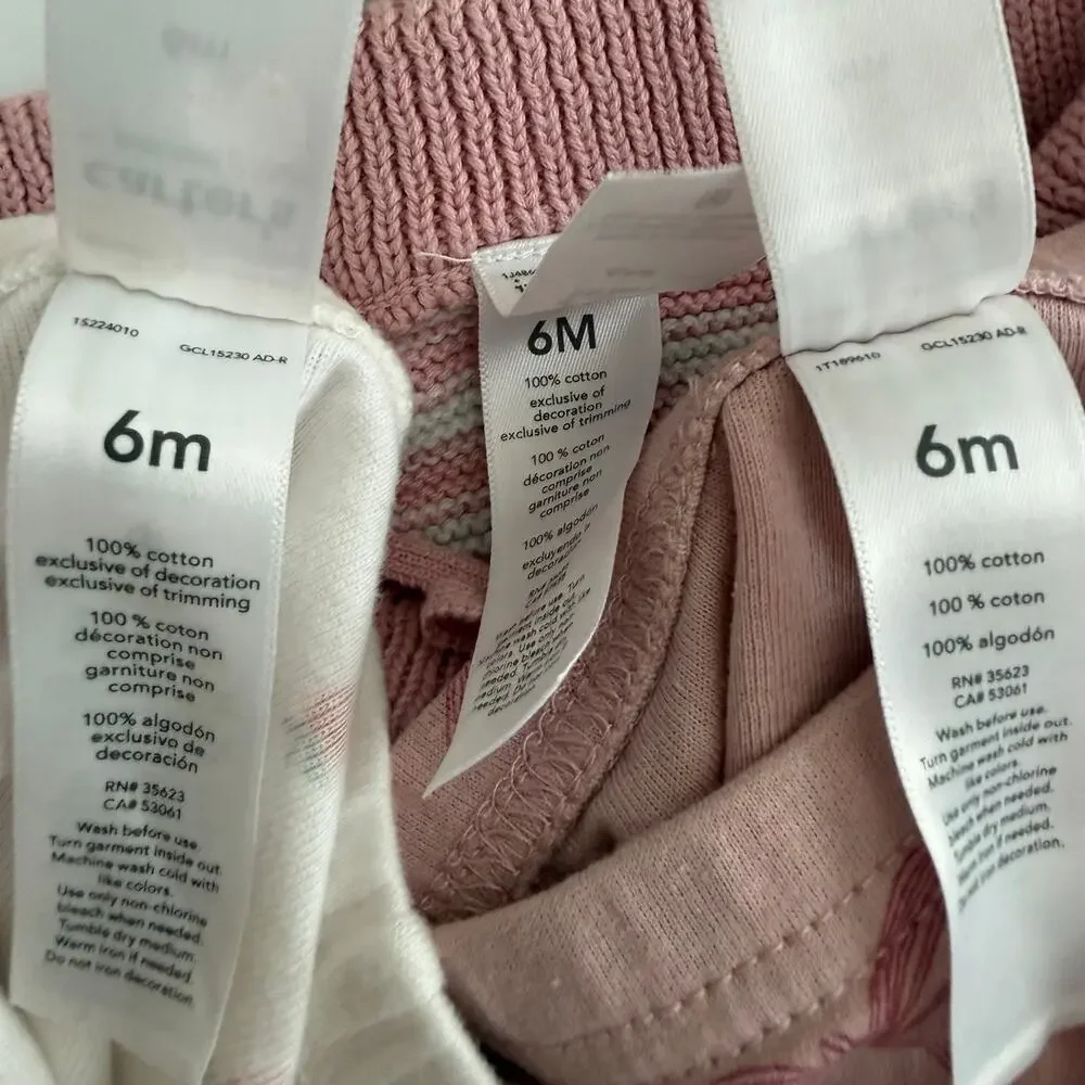 5x Carter’s H&M Cat & Jack baby girl pants stripe bow strawberry leopard print